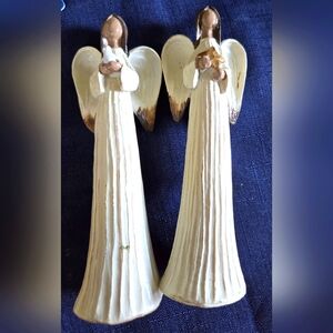 Vintage set of greenbriar tall thin folk art angels